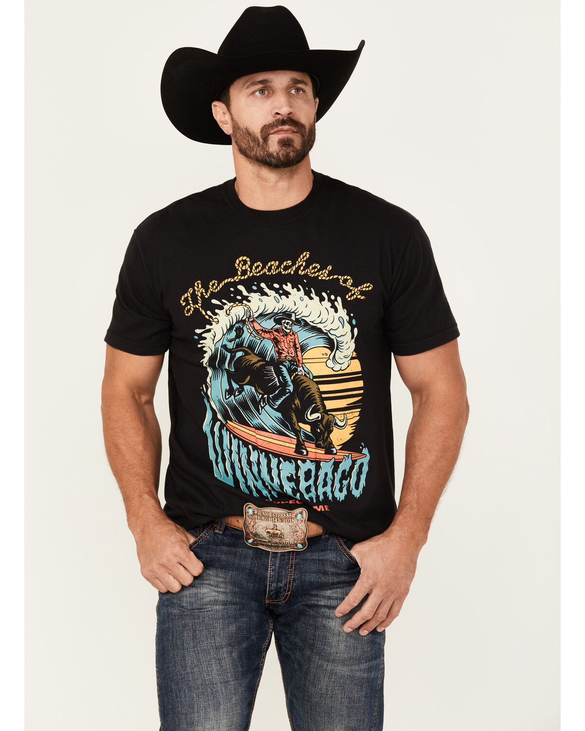 Image #1 - Rodeo Time Men's Rank Roller Short Sleeve Graphic T-Shirt, Black, hi-res