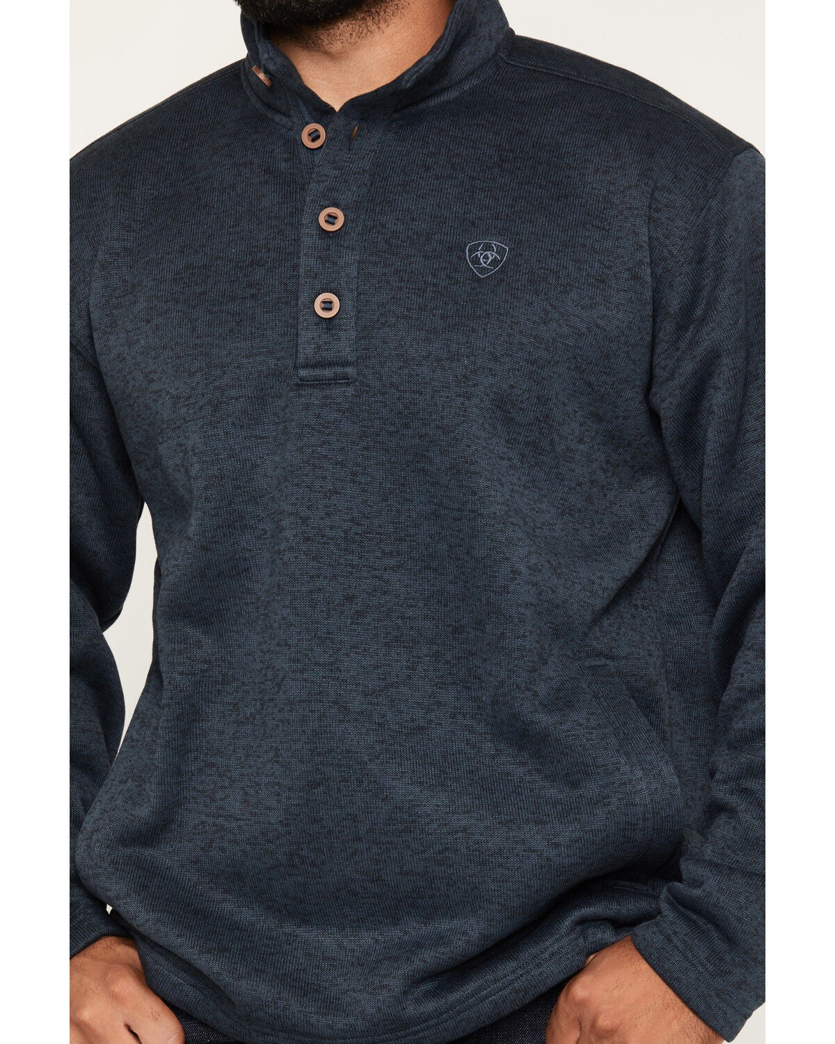 Image #3 - Ariat Men's Caldwell 1/4 Button-Down Pullover, Blue, hi-res