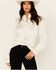 Image #1 - Wrangler Women's Star Embroidered Long Sleeve Snap Western Shirt, White, hi-res