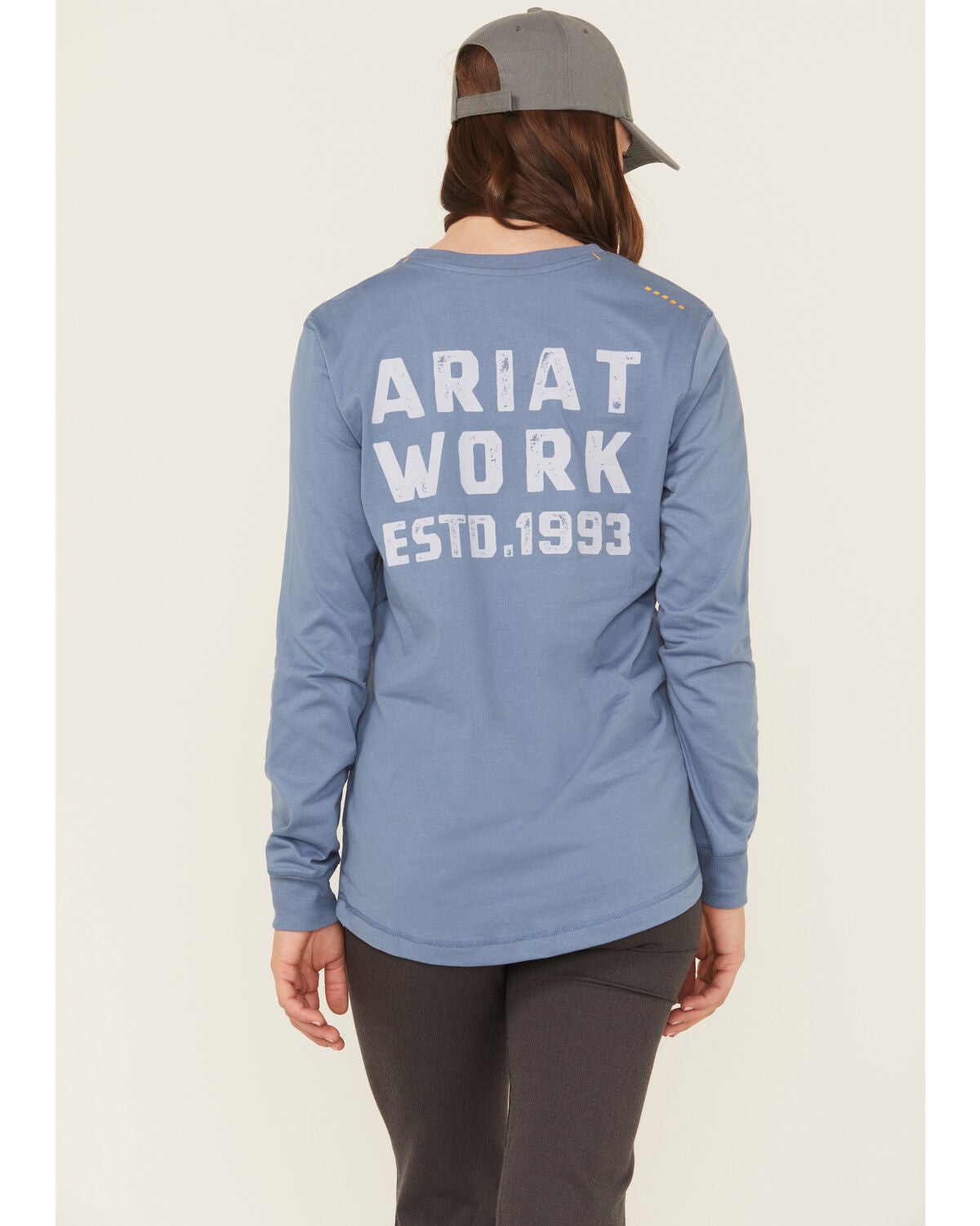 Image #1 - Ariat Women's Rebar Workman EST 1993 Long Sleeve Work Tee, Blue, hi-res