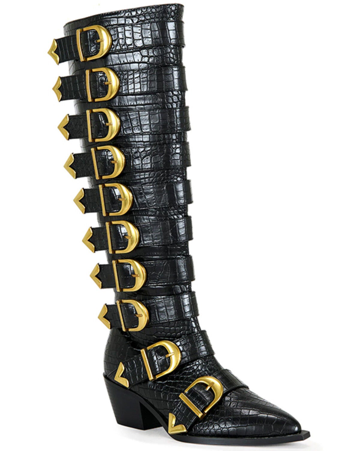 Image #1 - Azalea Wang Women's Graziana Exotic Print Western Boots - Snip Toe, Black, hi-res