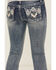 Image #2 - Grace In LA Girls' Chevron Cactus Embroidered Bootcut Stretch Denim Jeans, Blue, hi-res