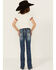 Image #1 - Grace in LA Girls' Dark Wash Geo Print Pocket Stretch Bootcut Jeans, Medium Wash, hi-res
