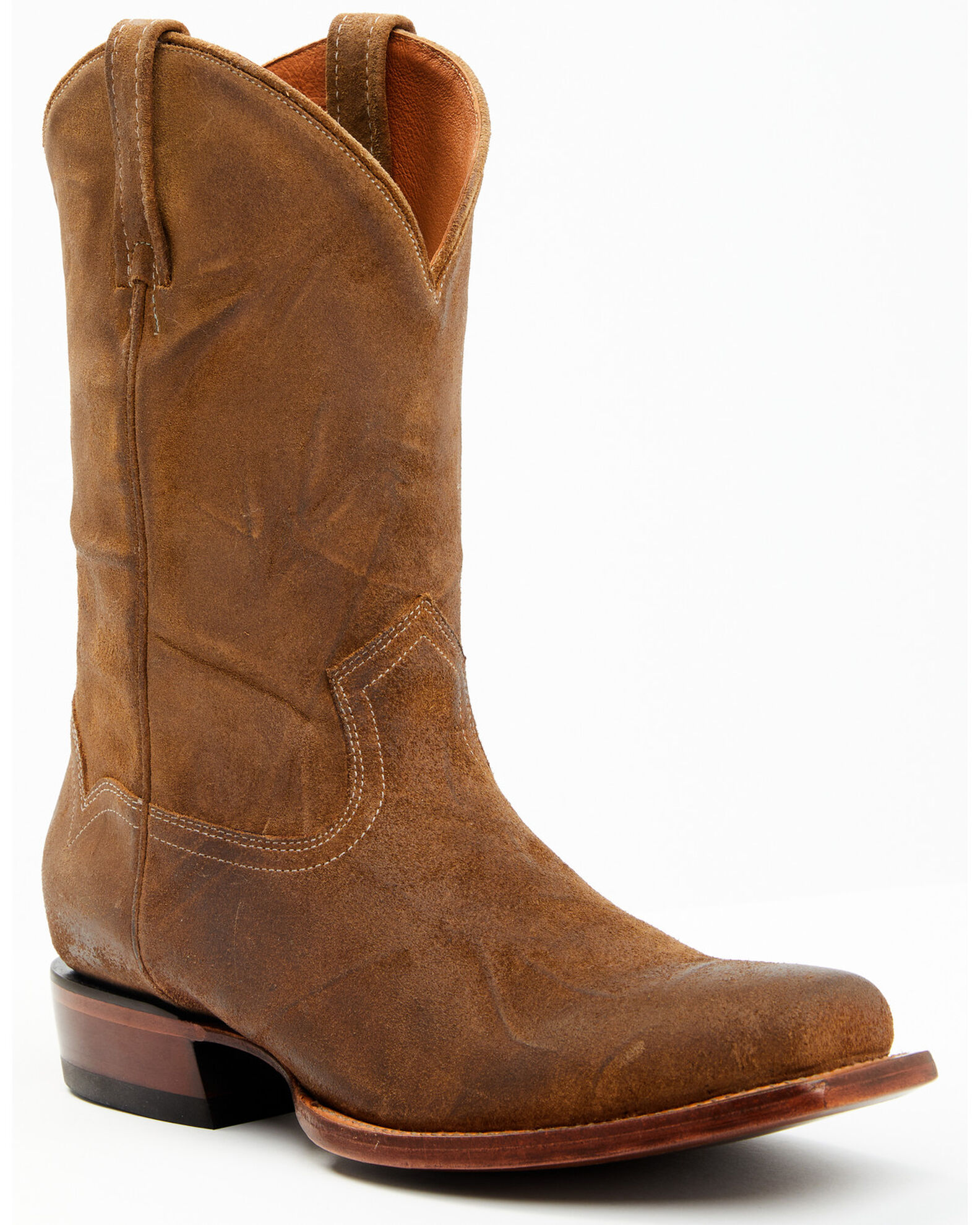 Square toe 2025 suede cowboy boots