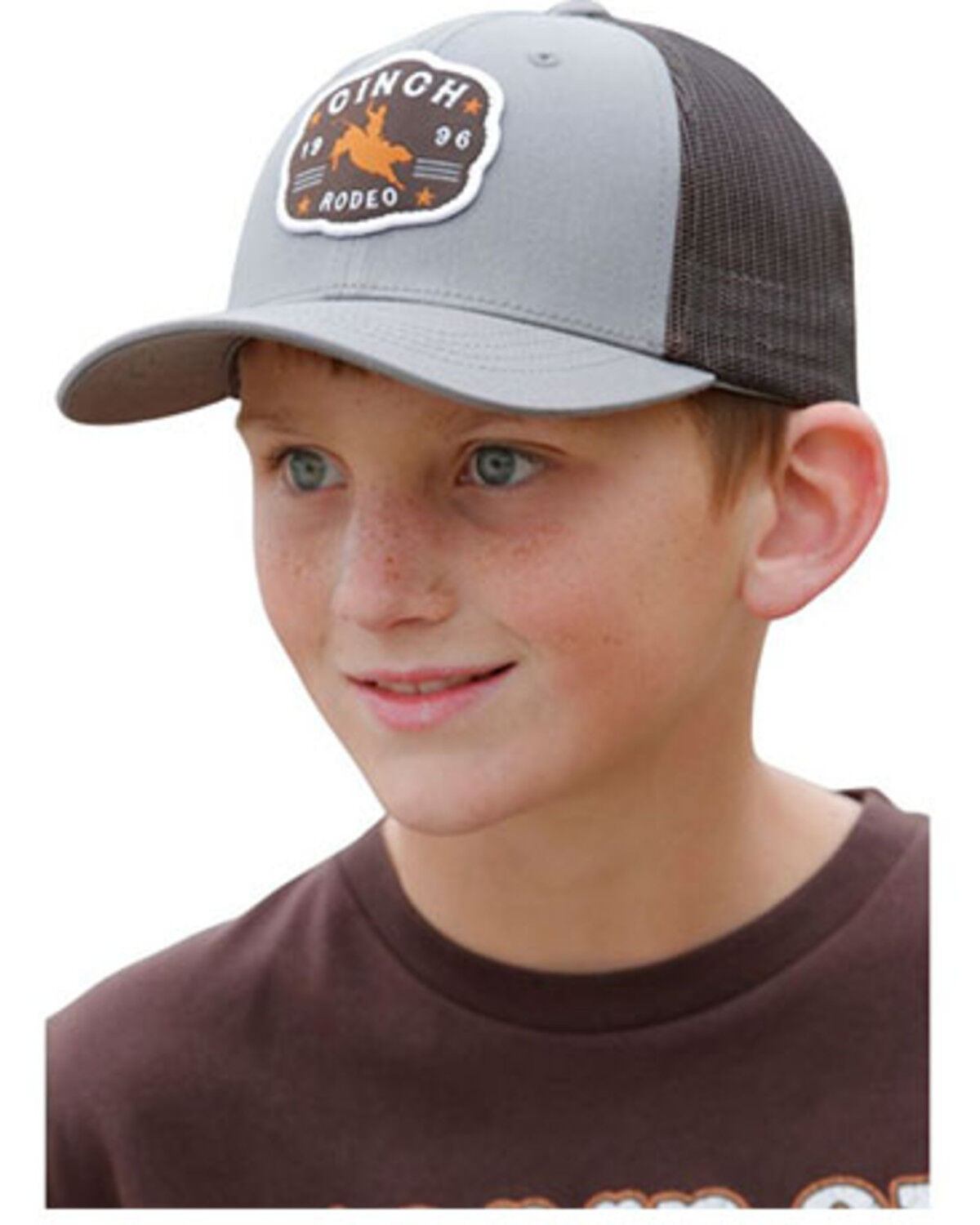 Image #1 - Cinch Boys' Logo Ball Cap, Grey, hi-res