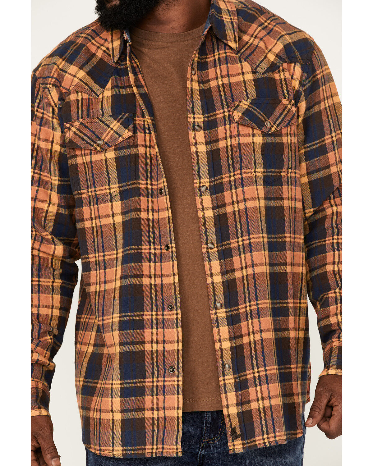 Image #3 - Cody James Men's Wood Chuck Large Plaid Print Snap Western Flannel Shirt, Brown, hi-res