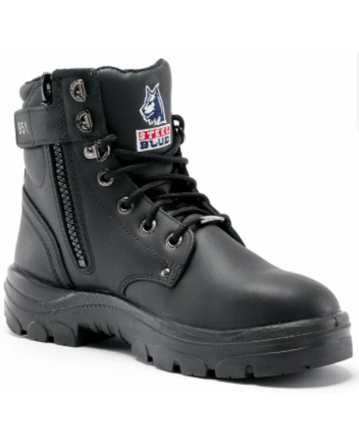 Steel Blue Men's Argyle 6" Zip & Lace-Up Work Boots - Steel Toe, Black, hi-res