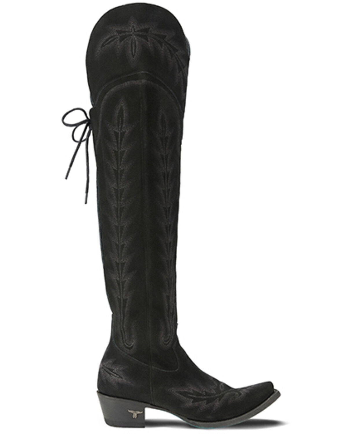 Image #2 - Lane Women's Lexington Over The Knee Suede Western Boots - Snip Toe, Black, hi-res