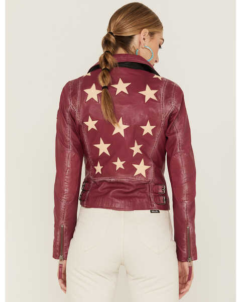 Image #4 - Mauritius Women's Christy Scatter Star Leather Jacket , Hot Pink, hi-res