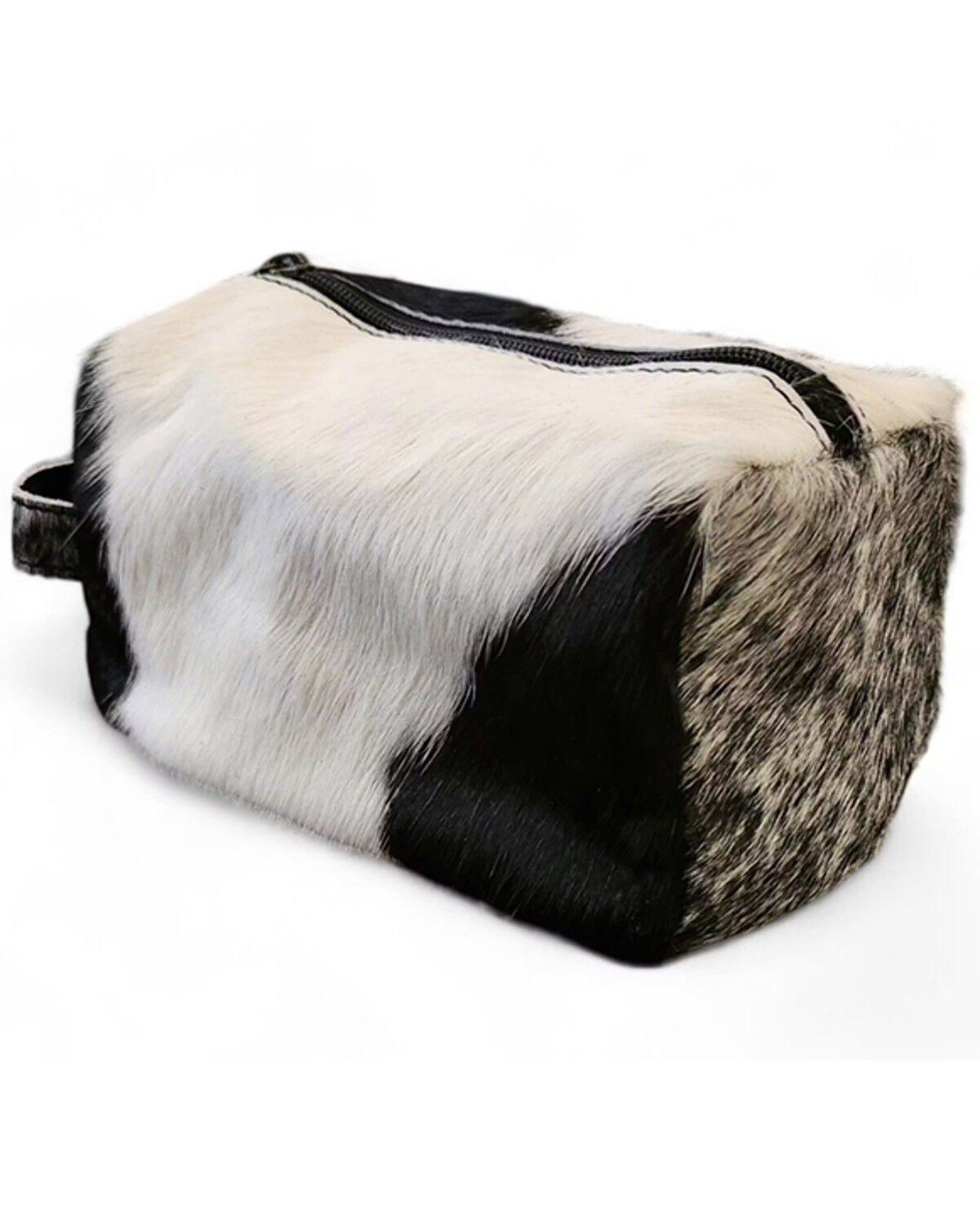 Ranch Junkie Women's Highlands Cowhide Cosmetic Bag, Black/white, hi-res