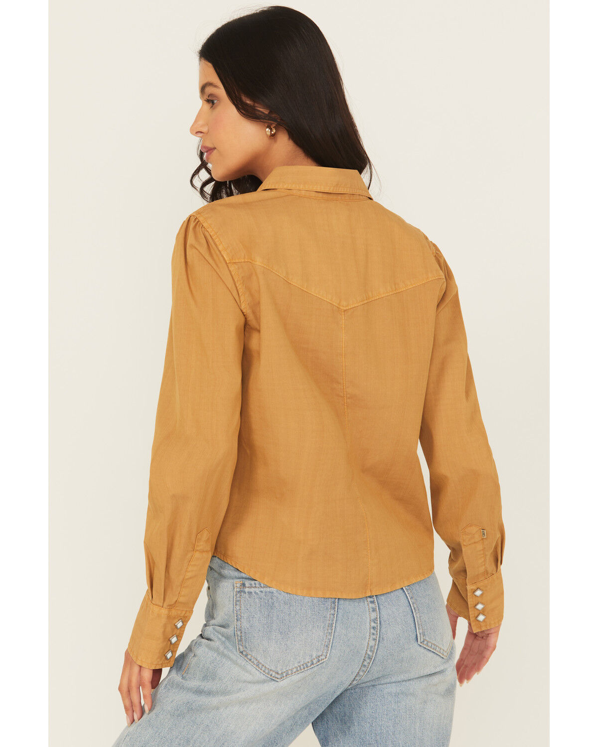 Image #4 - Kimes Ranch Women's Annie Long Sleeve Snap Cropped Western Shirt, Mustard, hi-res