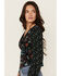 Image #2 - Rock & Roll Denim Women's Floral Print Long Sleeve Shirt, Black, hi-res