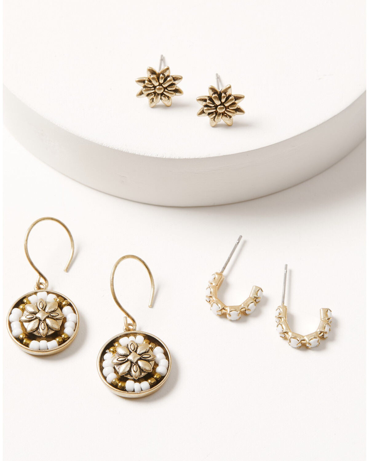 Image #1 - Lainey Wilson Women's Beaded Earring Set - 3 Piece, Gold, hi-res