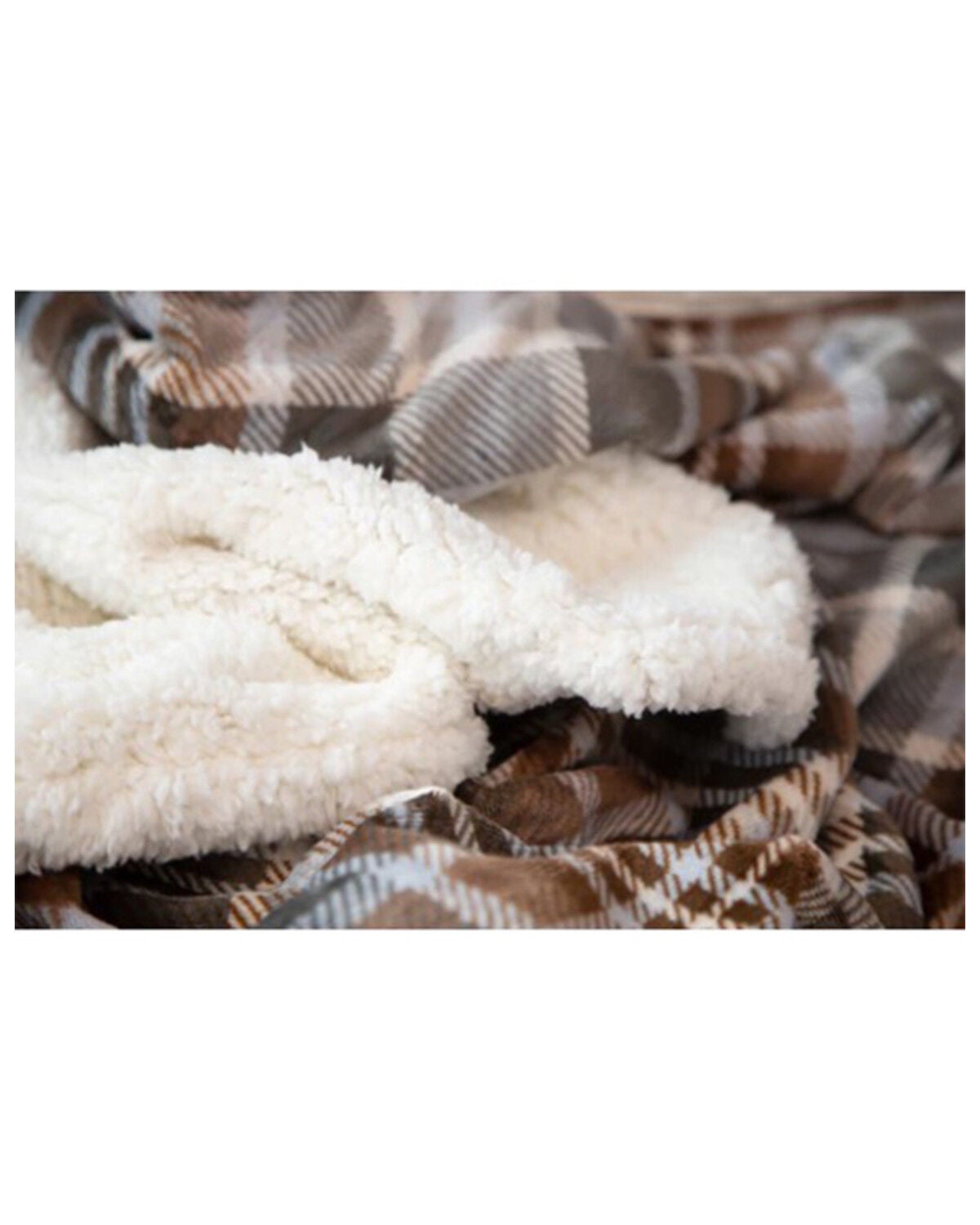 Image #4 - Carstens Home Plaid Plush Sherpa Throw, Grey, hi-res