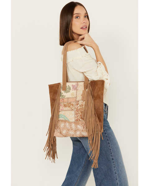 Image #1 - Shyanne Women's Boho Patched Tote, Tan, hi-res