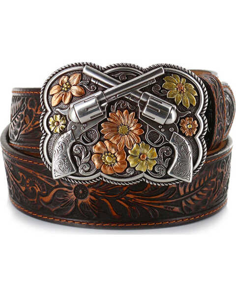Image #1 - Tony Lama Women's Bandit Queen Leather Belt, Brown, hi-res