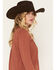 Image #2 - Lovestitch Women's Long Sleeve Lace Trim Top, Dusty Rose, hi-res