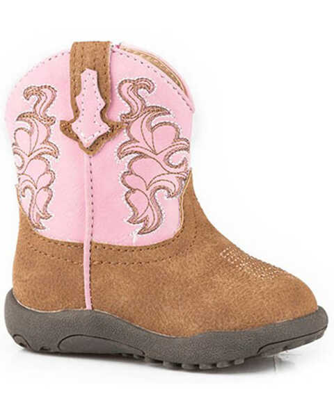 Roper Infant Girls' Blaze Western Boots - Round Toe, Tan, hi-res