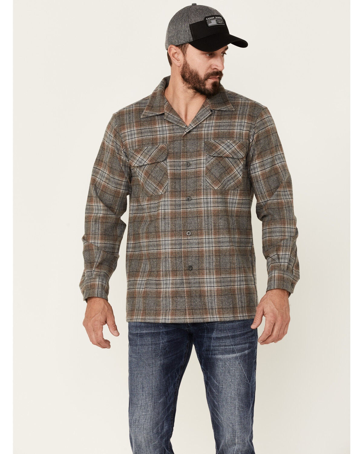 Pendleton Men's Grey Board Large Plaid 