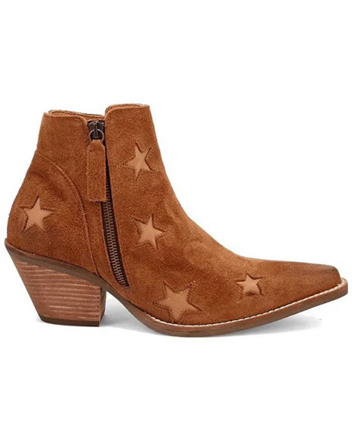 Image #2 - Dingo Women's Little Star Suede Western Booties - Snip Toe, Camel, hi-res