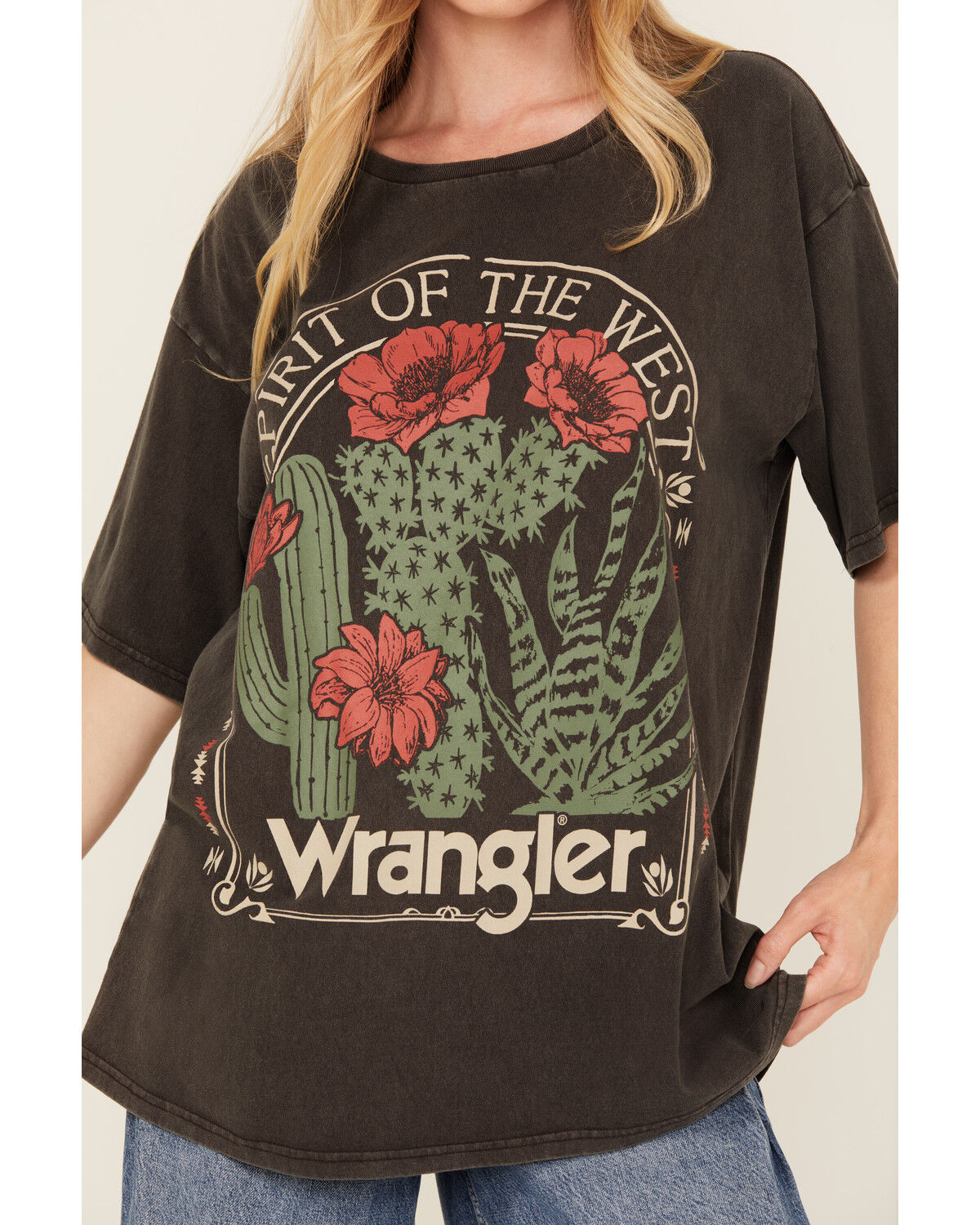 Image #3 - Wrangler Retro Women's Cactus Rose Short Sleeve Graphic Tee, Black, hi-res