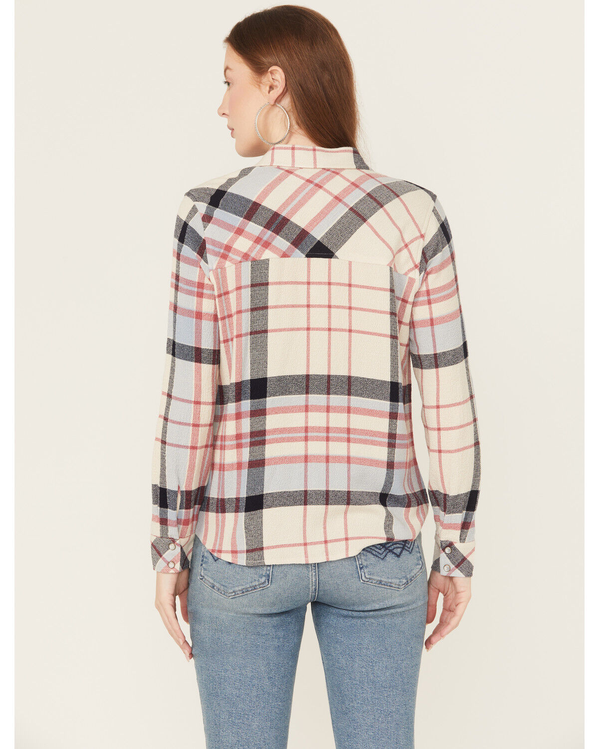 Image #4 - Idyllwind Women's Lyle Plaid Print Long Sleeve Snap Western Shirt, Cream, hi-res
