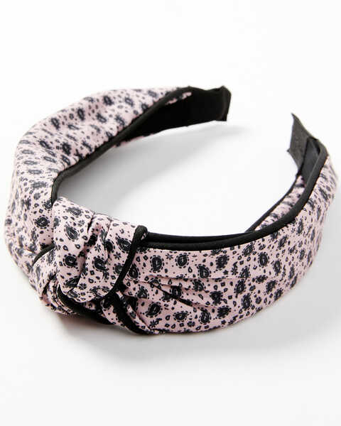 Understated Leather Women's Knotted Paisley Print Headband, Pink, hi-res