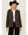 Image #1 - Sadie & Sage Women's Plaid Print Blazer, Navy, hi-res
