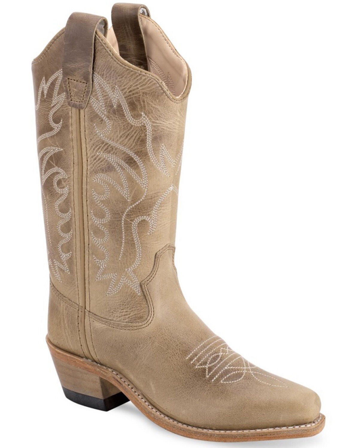 Image #1 - Old West Little Girls' Western Boots - Snip Toe, Ivory, hi-res