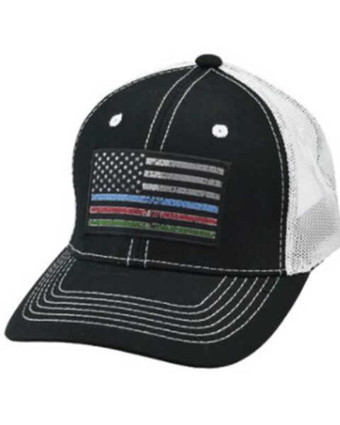 Image #1 - Justin Men's Front Line Flag Patch Mesh-Back Ball Cap , Black, hi-res