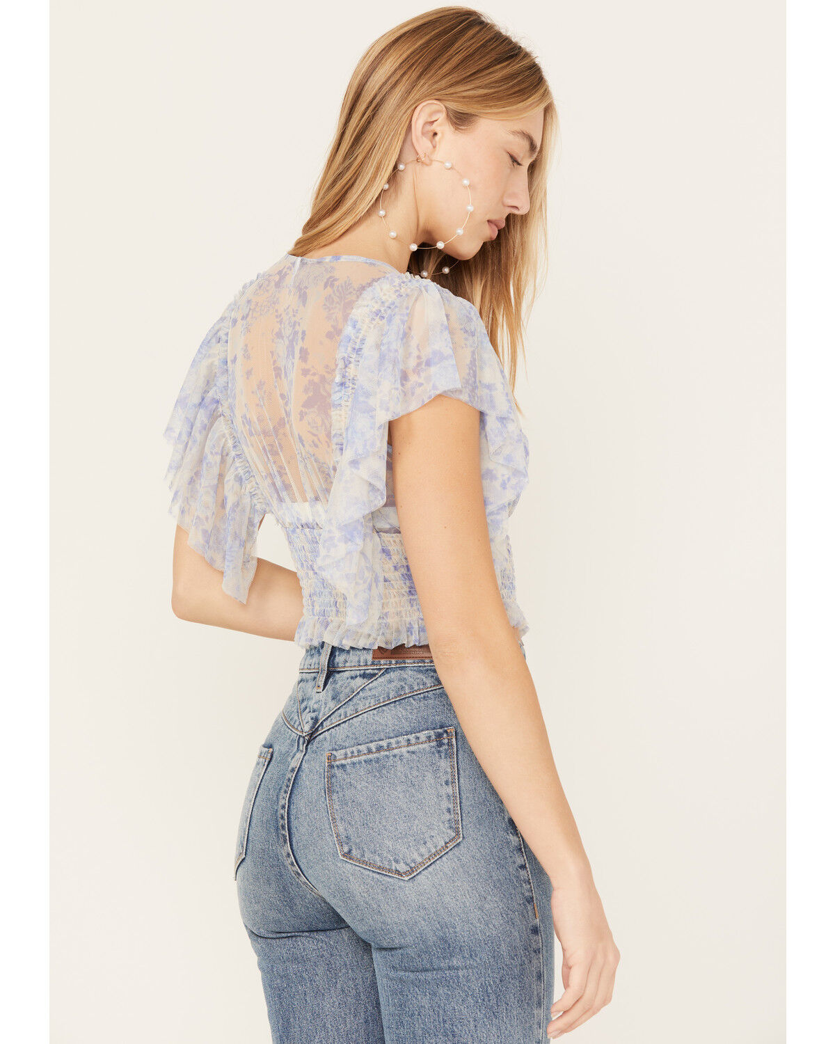 Image #3 - Free People Women's Sugar Mesh Blouse, Ivory, hi-res