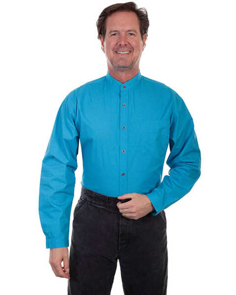 Image #1 - Scully RangeWear Men's Geo Print Long Sleeve Western Shirt , Light Blue, hi-res