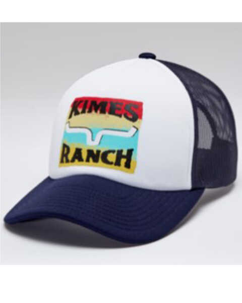Kimes Ranch Men's Navy Block Party Printed Logo Mesh-Back Baseball Cap , Navy, hi-res