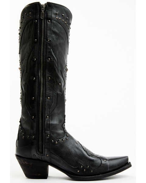 Image #2 - Dan Post Women's Daredevil Studded Tall Western Boots - Snip Toe, Black, hi-res