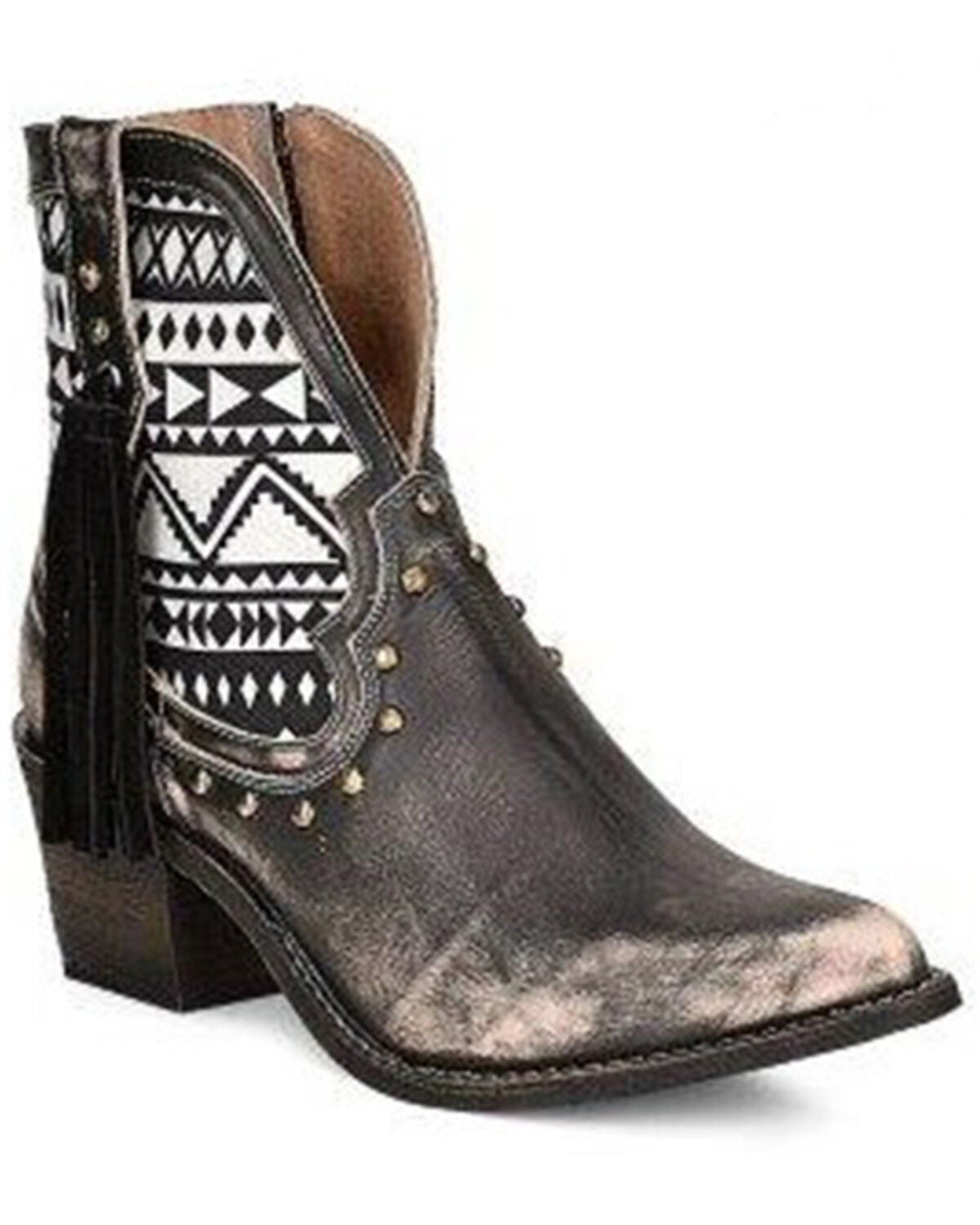 Circle G Women's LD Booties - Round Toe, Black/white, hi-res