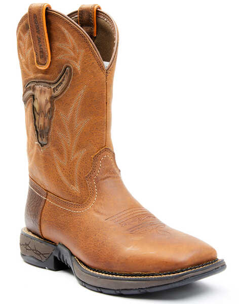 Brothers & Sons Men's Skull Western Performance Boots - Broad Square Toe, Tan, hi-res