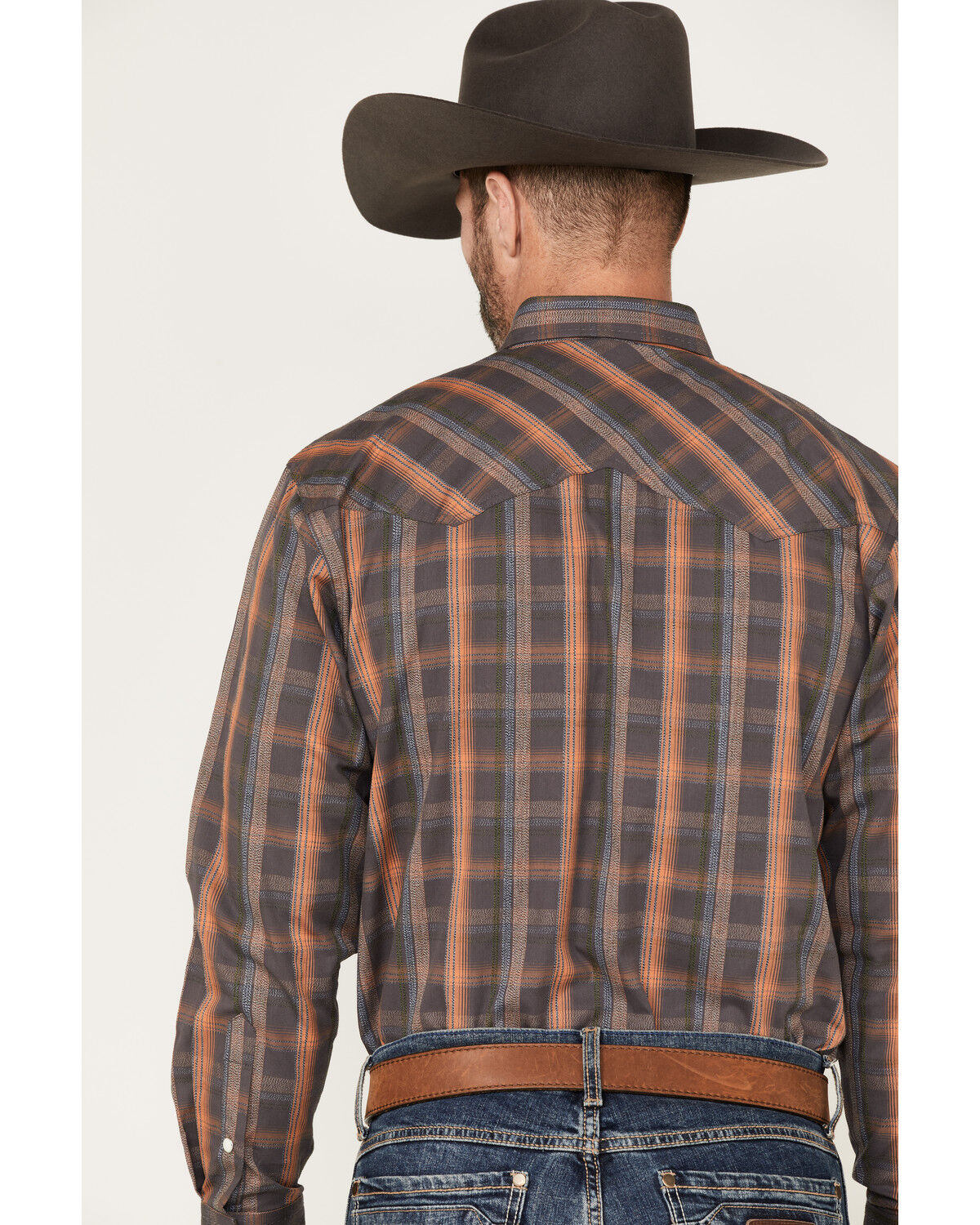 Image #4 - Resistol Men's Reid Plaid Print Long Sleeve Snap Western Shirt, Dark Grey, hi-res