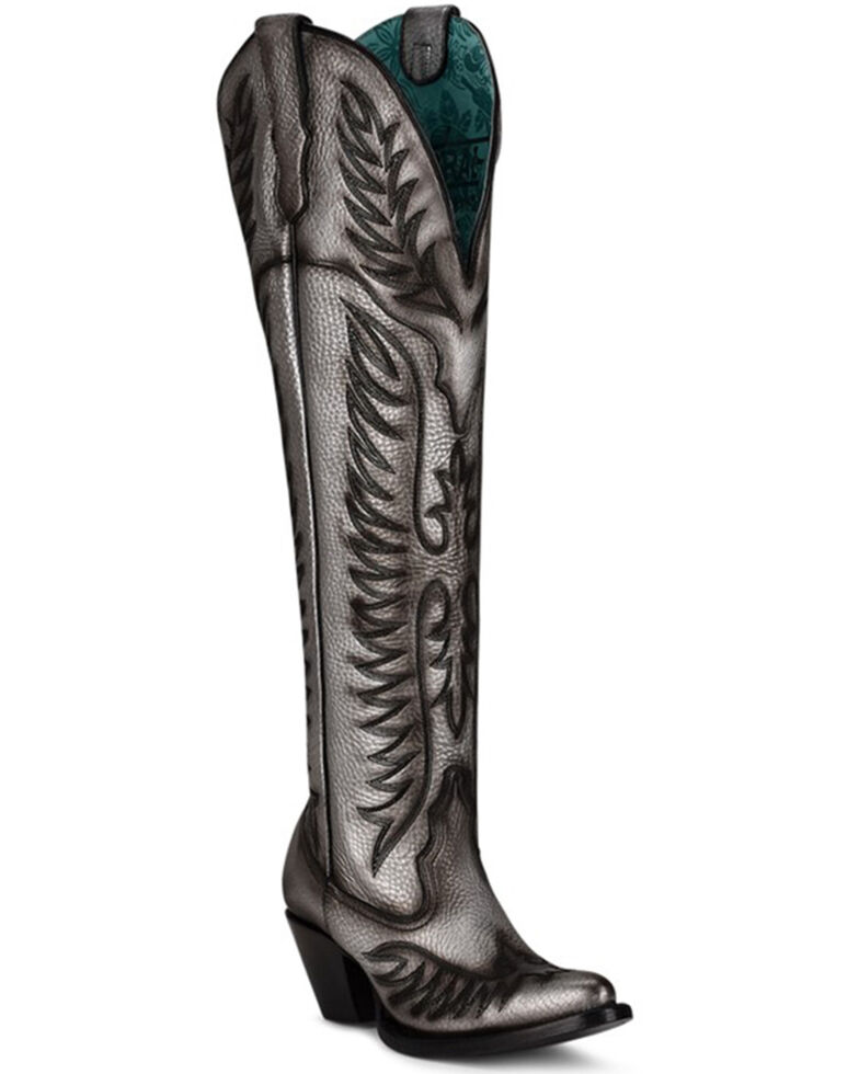 Corral Women's Silver Tall Western Boot - Snip Toe , Silver, hi-res