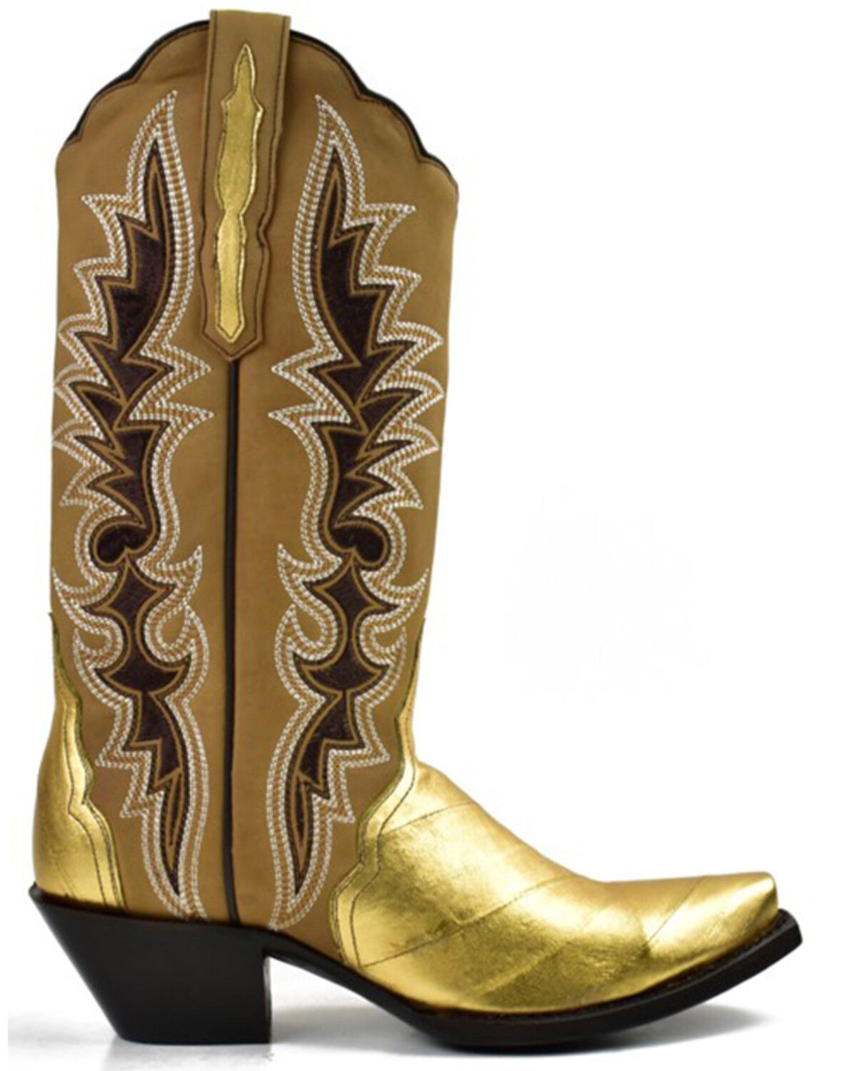 Image #2 - Dan Post Women's Eel Exotic Western Boot - Snip Toe, Gold, hi-res