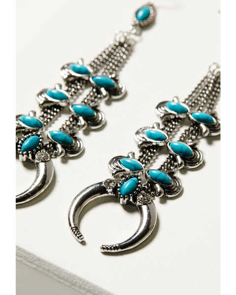 Image #2 - Cowgirl Confetti Women's Happy Anywhere Turquoise Stone Chain Earrings, Silver, hi-res