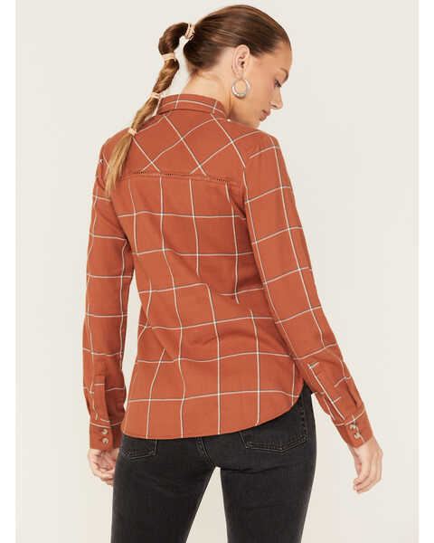 Image #4 - Shyanne Women's Plaid Print Long Sleeve Flannel Button-Down Shirt , Chestnut, hi-res