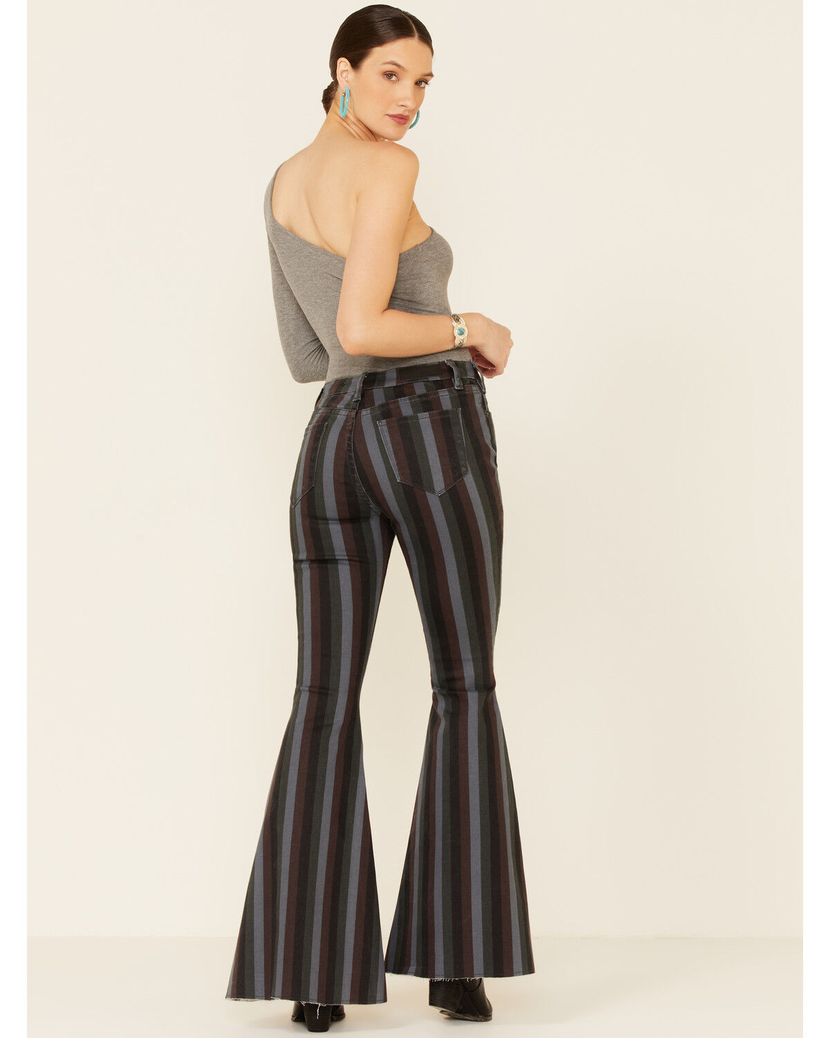 Image #4 - Rock & Roll Denim Women's Striped High Rise Stretch Flare Jeans, , hi-res