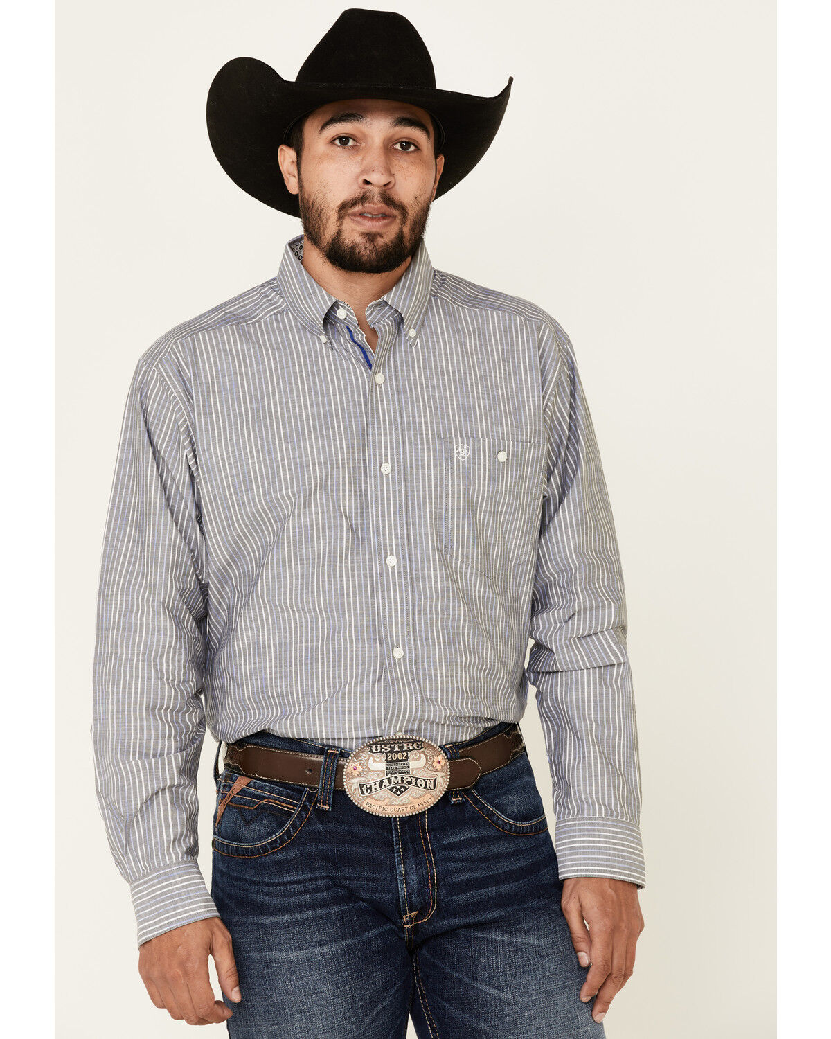Image #1 - Ariat Men's Structure Stretch Striped Long Sleeve Western Shirt, , hi-res