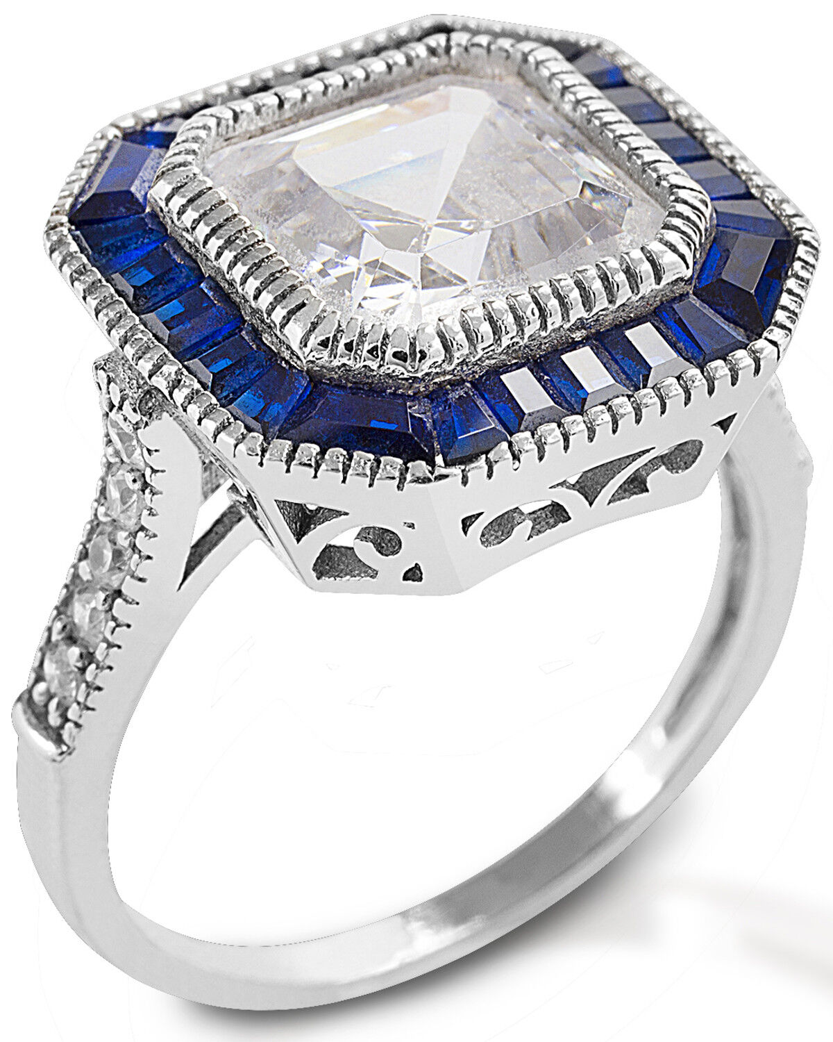 Image #1 - Kelly Herd Women's Large Asscher Cut Blue Spinel Ring, Silver, hi-res