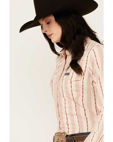 Image #2 - Wrangler Retro Women's Serape Striped Print Long Sleeve Pearl Snap Western Shirt , Ivory, hi-res