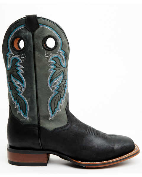Image #2 - Dan Post Men's Leon Crazy Horse Performance Leather Western Boot - Broad Square Toe , Black/blue, hi-res