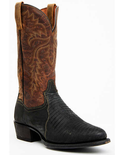 Dan Post Men's Winston Exotic Teju Lizard Leather Tall Western Boots - Round Toe, Black, hi-res