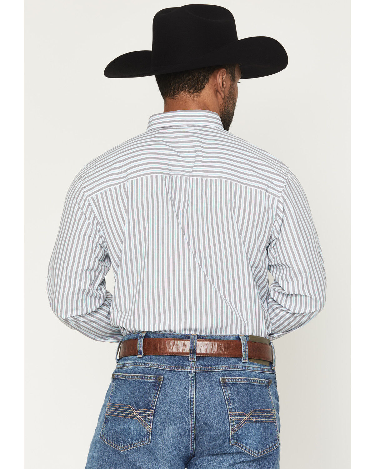Image #4 - Wrangler X Cody Johnson Men's Striped Print Long Sleeve Button-Down Western Shirt, White, hi-res