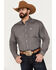 Image #1 - C‌inch Men's Solid Dove Gray Button Long Sleeve Shirt, Grey, hi-res