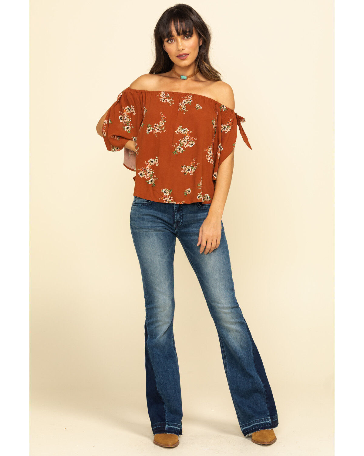 Image #6 - Rock & Roll Denim Women's Medium Dark Flare Jeans, , hi-res